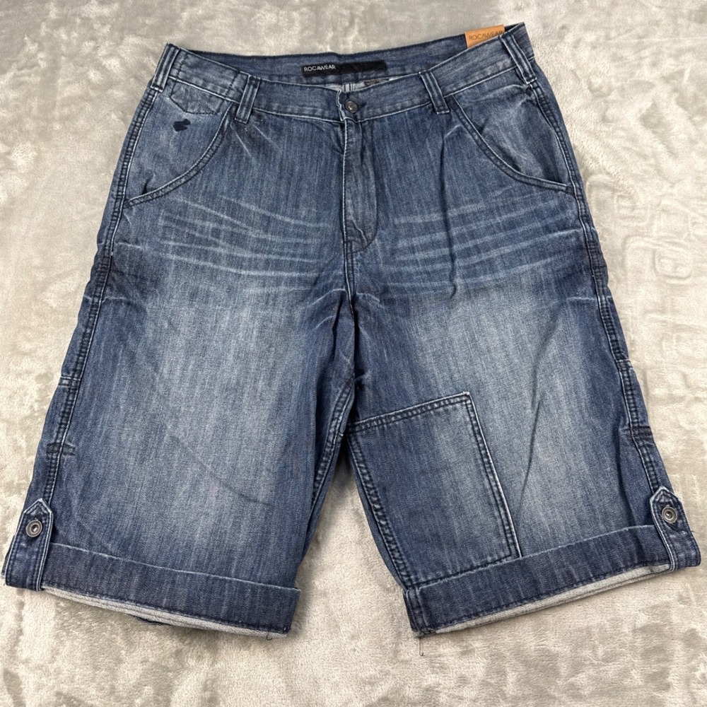 Rocawear Mens Blue Denim Shorts Relaxed Fit W36‎ NWT Streetwear Y2K Baggy Cotton